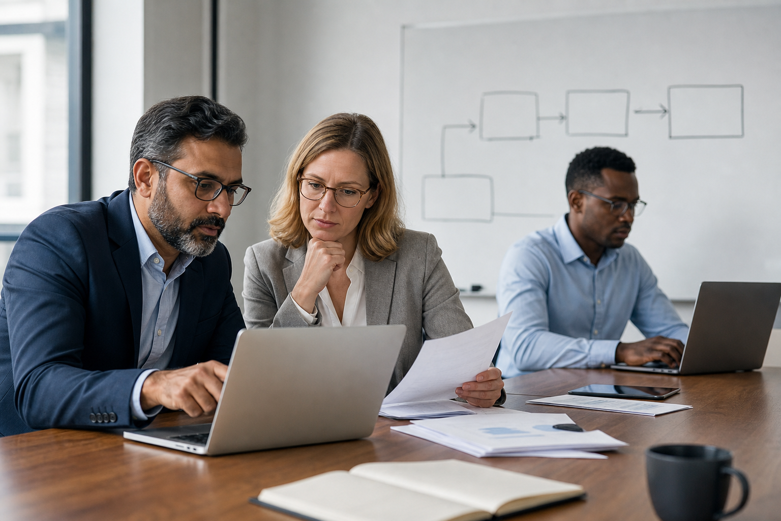 Consultants and developers working through a project from planning to delivery